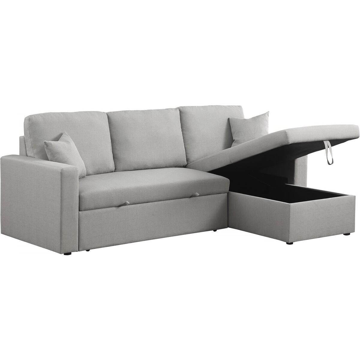 Habitat y Jardin - Sofá rinconera convertible/reversible "Alain" con box - 3 plazas - Gris claro