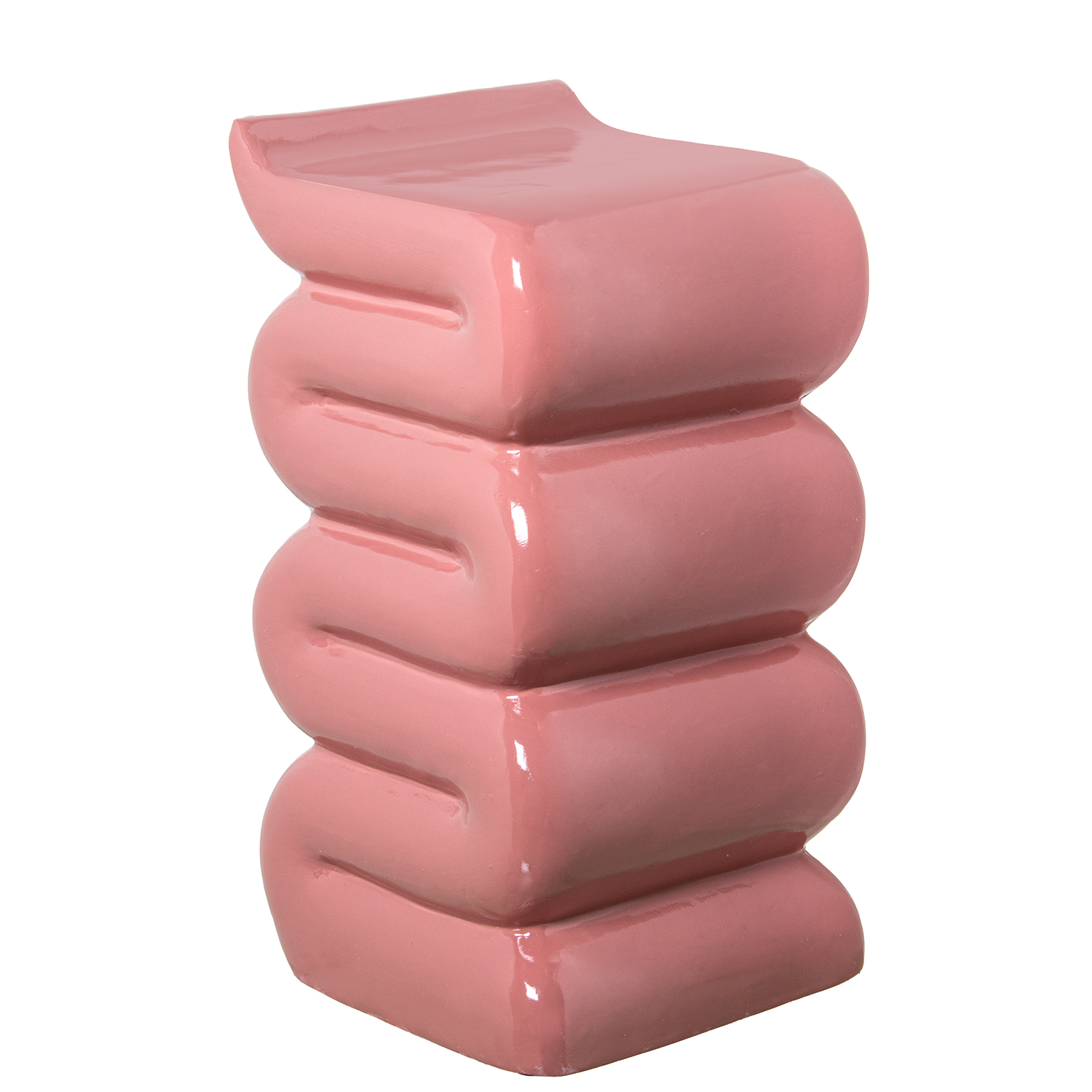 Mesa auxiliar fibra de vidrio rosa brillo, material otros, color blanco, medidas 30x30x56 cm Fijalo