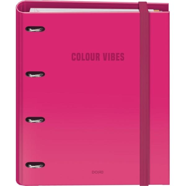Dohe colour vibes carpeta de 4 anillas mixtas de 35mm recambio 100 hojas cuadricula 5mm - formato a4 - cierre con goma - incluye 4 separadores y sobre de polipropileno - color rosa