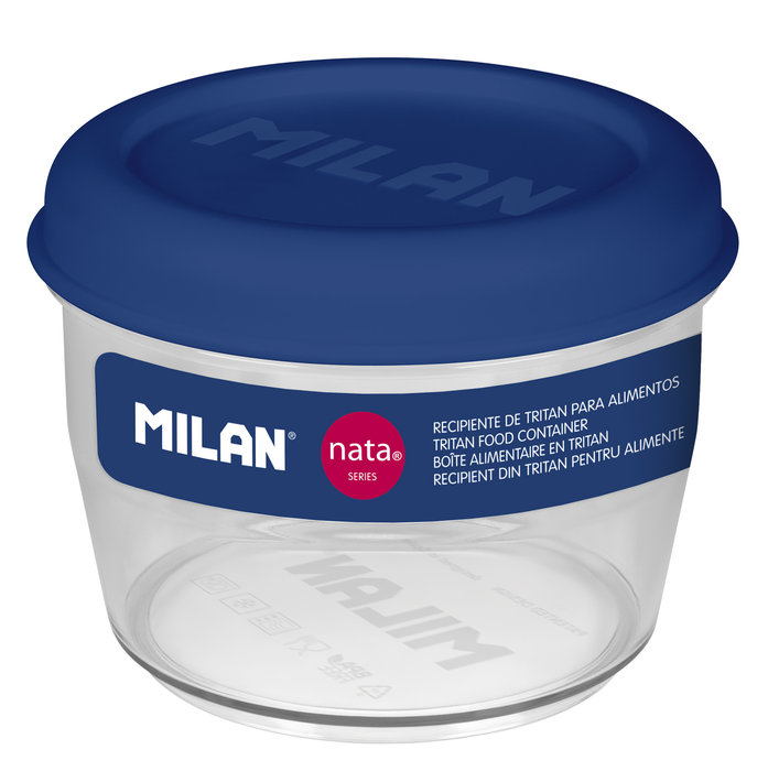 MILAN FIAMBRERA TRITAN HERMETICA REDONDA 0 5L NATA 624 AZUL DISEÑO 2025 20x10x7 Cms.