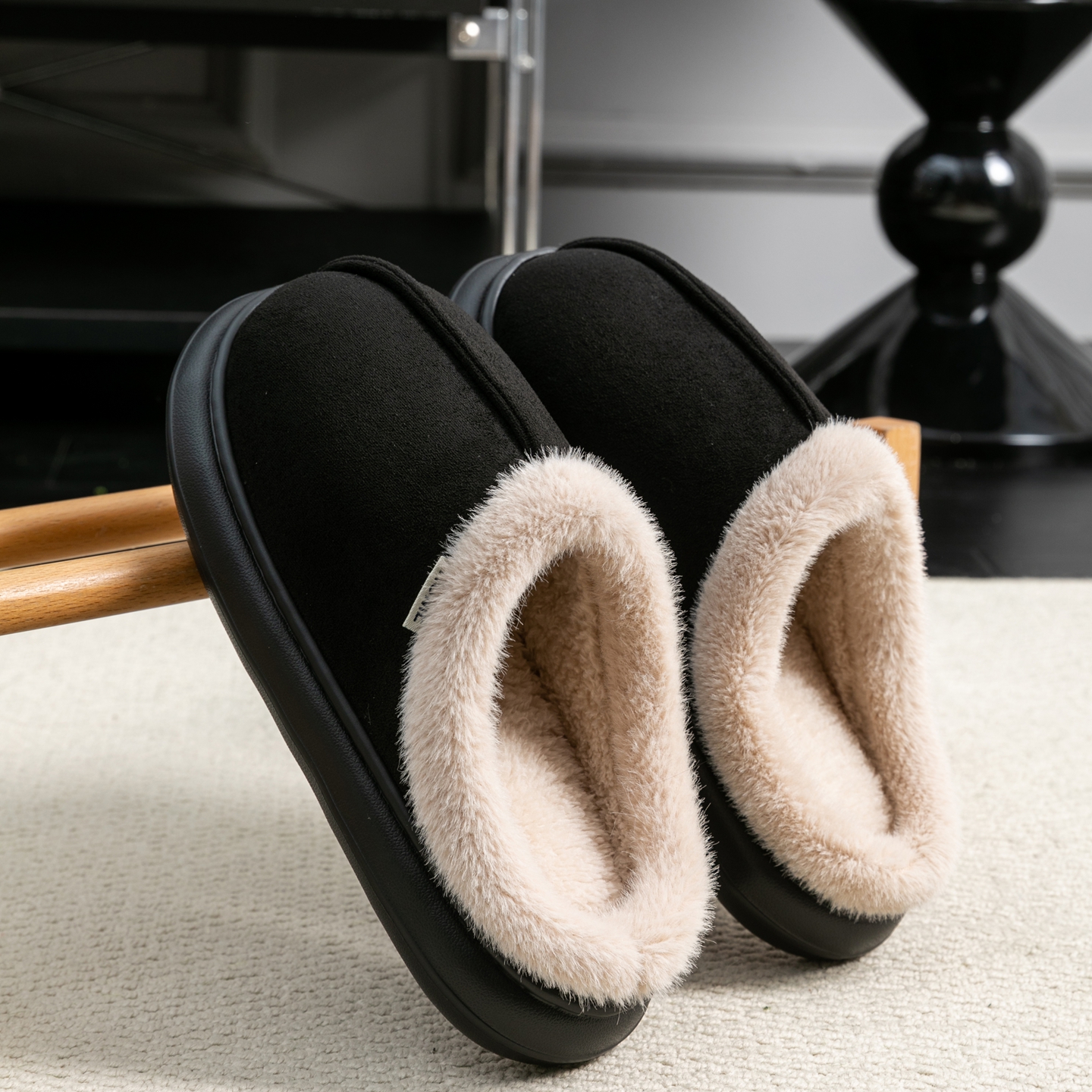 TK Zapatillas De Algodón Para Hombre Invierno Y Otoño Con Suela Antideslizante Y Resistente Al Desgaste Interior Cómodas Y Cálidas Con Forro De Peluche