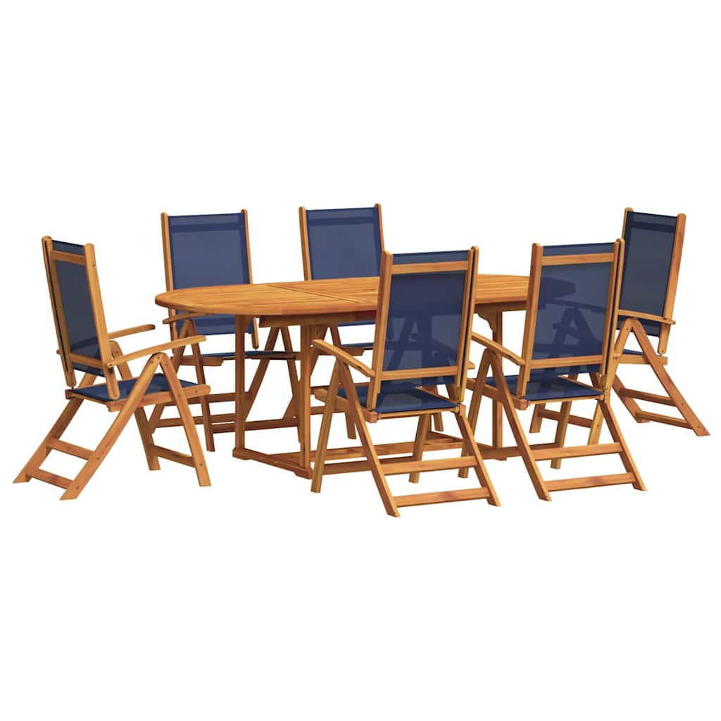 vidaXL Juego comedor de jardín 7 pzas madera maciza acacia y textileno