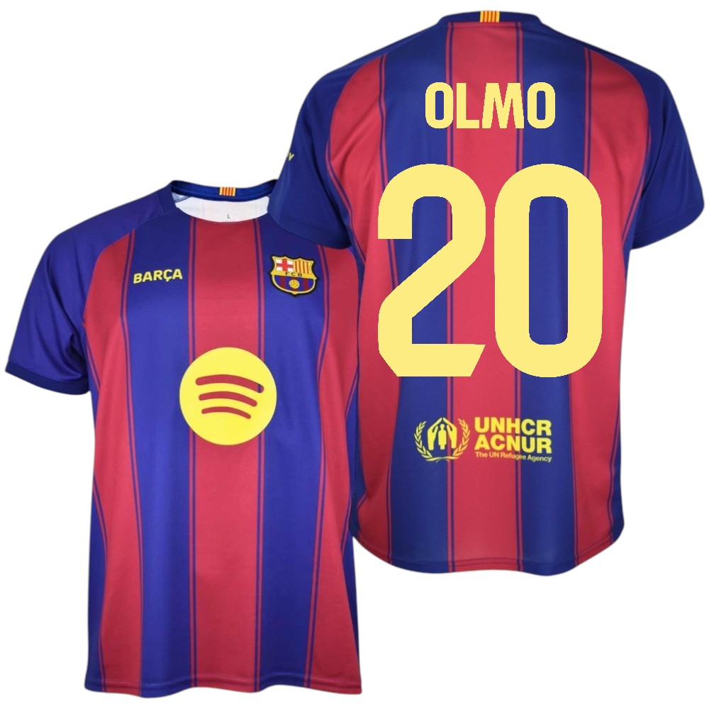 Barça - Camiseta Réplica Oficial 25/26 - Jugador OLMO Nº20 - Colores Blaugrana - Tejido Transpirable - Detalles bordados.