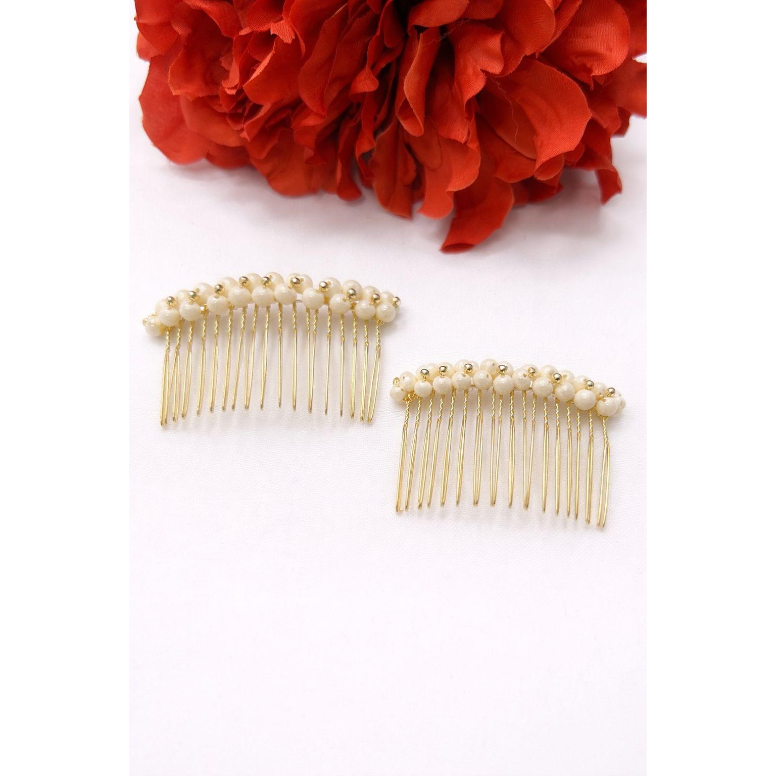 Set Peinetas Flamencas Doradas y crema – Complemento para Moño Flamenco Feria y Eventos