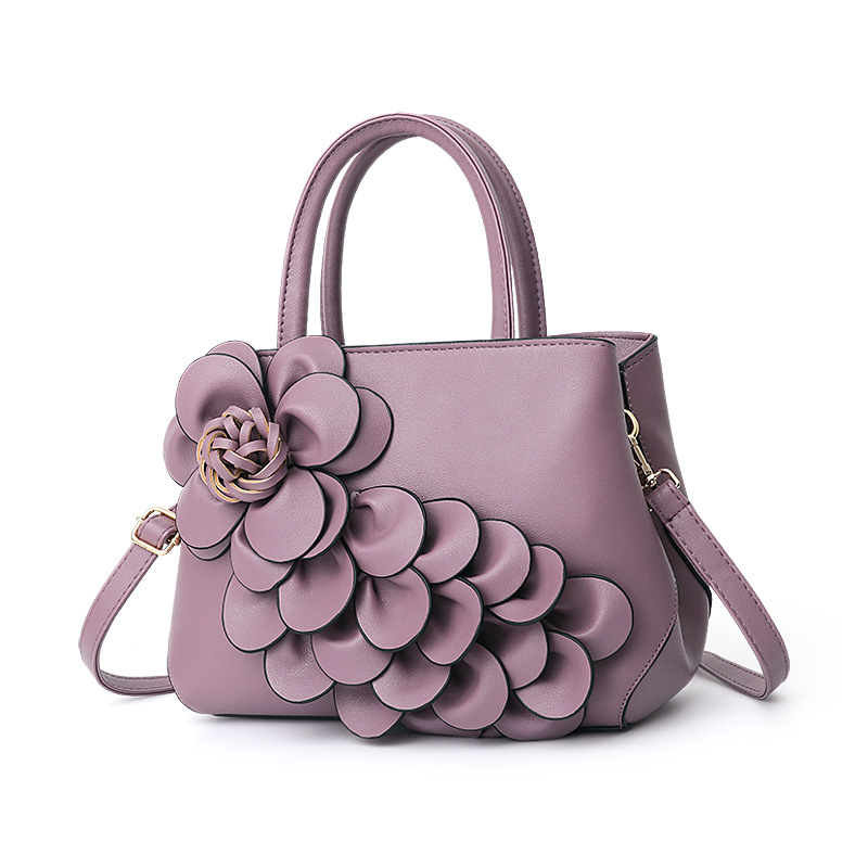 Bolso bandolera de cuero de la PU de las mujeres de la flor 3D de la manija superior de las señoras