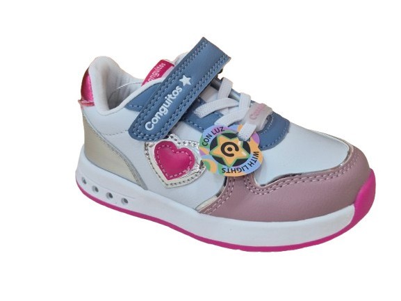 Conguitos - Zapatillas de luces GoFlex barefoot para niñas, diseño multicolor y suela flexible, ideal para primeros pasos y juego activo