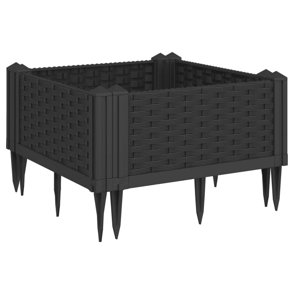 vidaXL Jardinera con clavijas PP 42,5x42,5x28,5 cm Color Marrón,  Negro,  Gris claro y mas