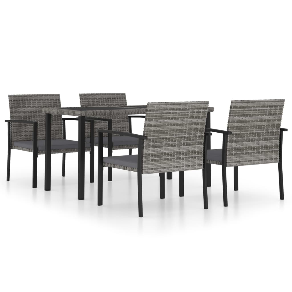 vidaXL Juego de comedor para jardín 5 piezas ratán sintético gris