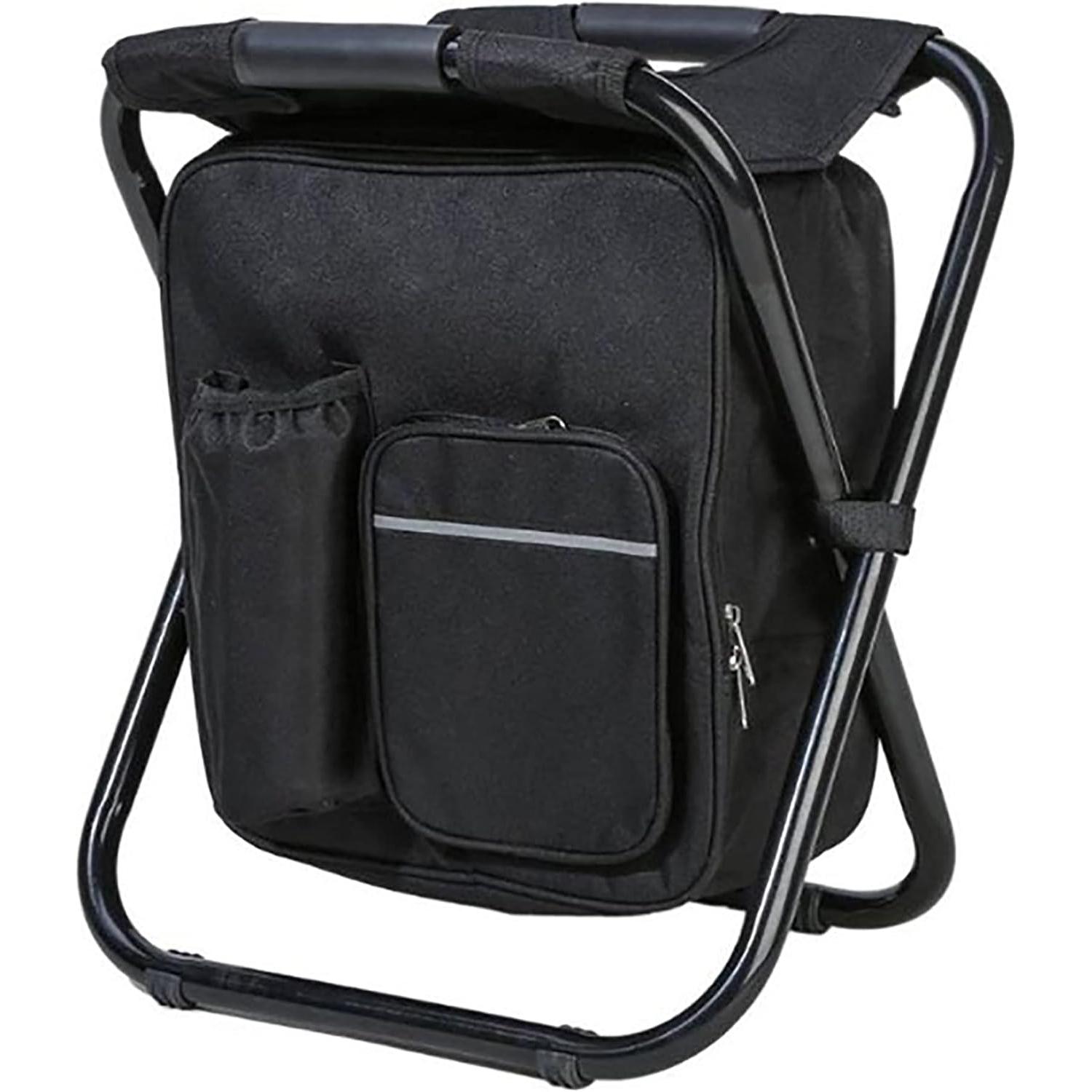 Silla Mochilero Plegable 2 en 1 Bolsa Refrigeradora Portátil al Aire Libre Asiento de Picnic para Senderismo Taburete de Jardín BBQ Taburete Compacto Capacidad de Carga 100 Kg