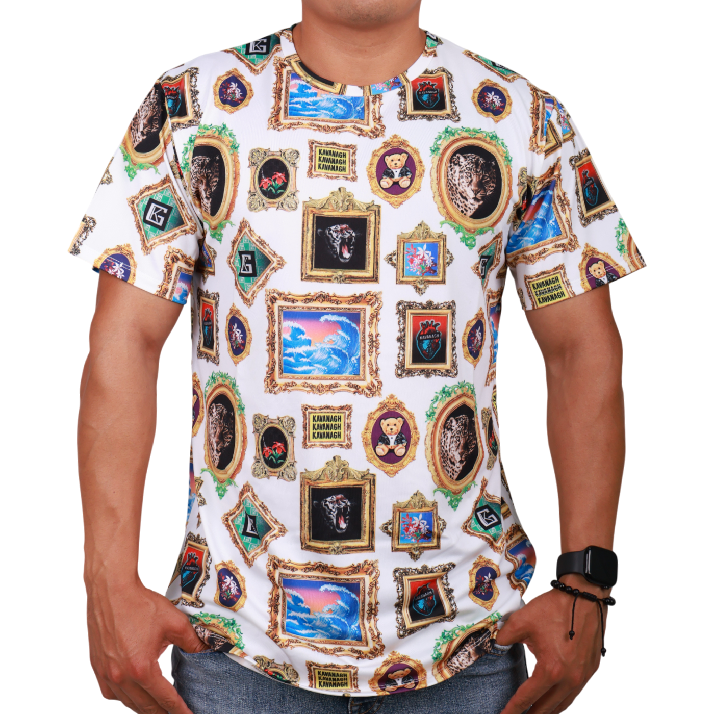 Camiseta Gianni Kavanagh Hawaiana Memory Multicolor Hombre Moderno, Ropa casual 100% Poliéster