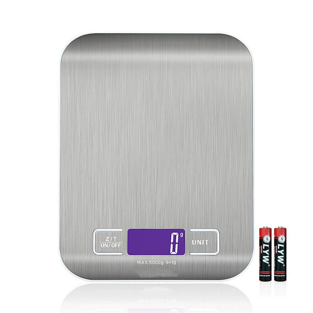 IPSDI Báscula de Cocina con Pantalla LCD, Acero Inoxidable, Balanza de Alimentos Multifuncional5 kg/11 lbs