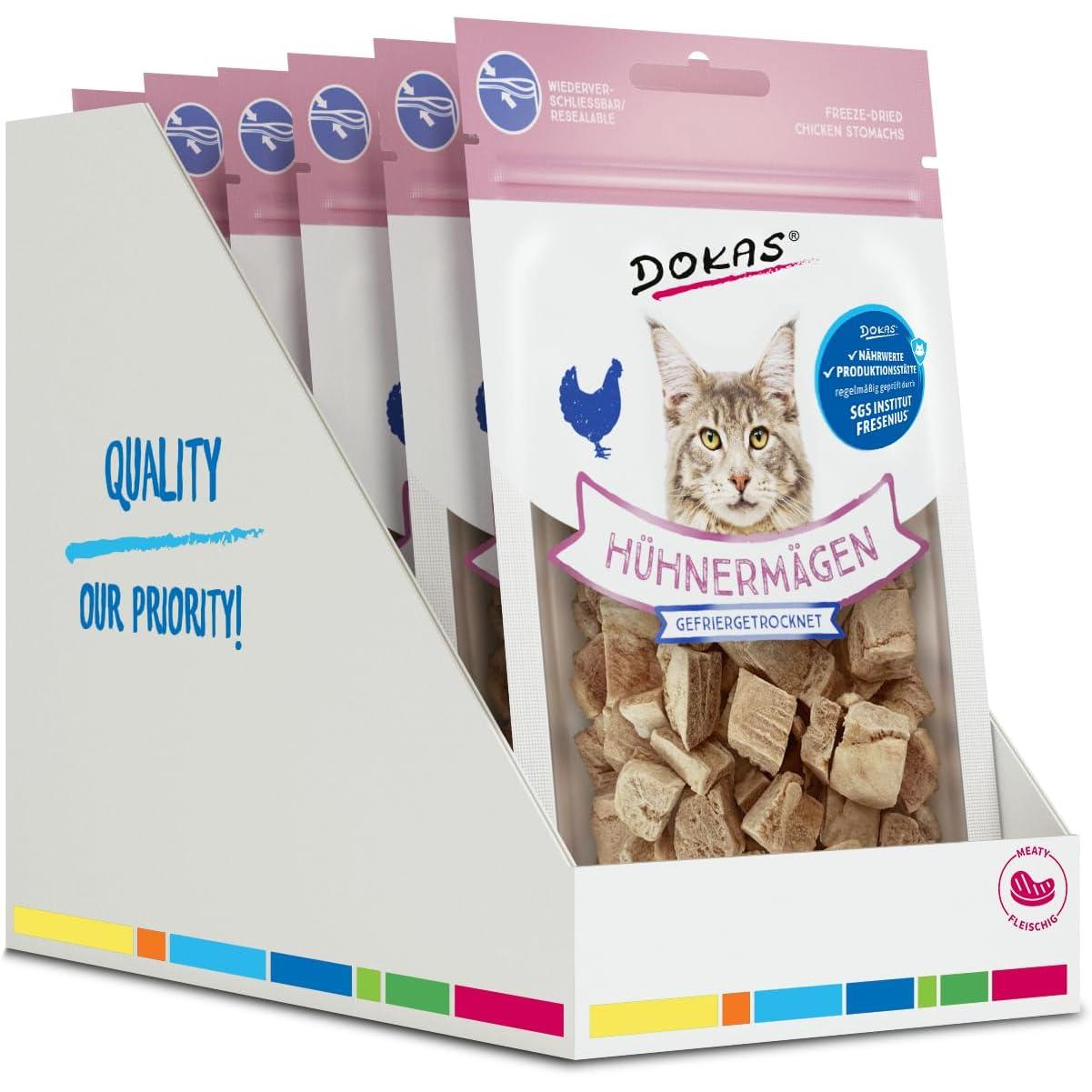 Dokas Gato Estómagos de Pollo Liofilizados Pack 6x12g – Snack Natural Alto en Proteínas para Gatos