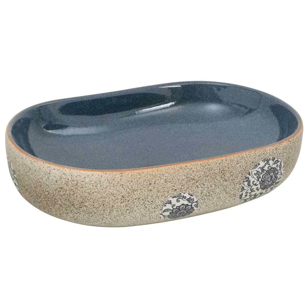 vidaXL Lavabo sobre encimera ovalado cerámica 59x40x14 cm