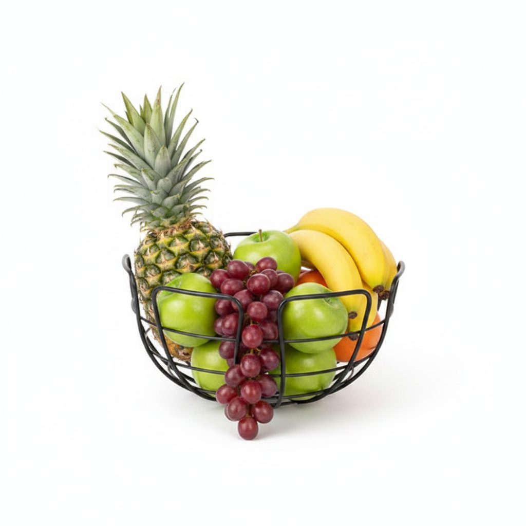 CONFORTIME | Fruteros de Cocina y Cestas Organizadoras de Fruta y Verdura, Frutero de Metal o Madera de 1 y 2 Niveles para Encimera, Mesa o Comedor, Decoración Hogar
