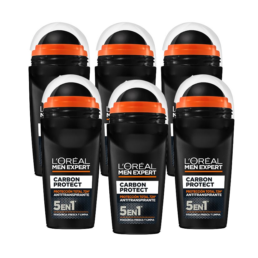 L'Oreal Paris | Men Expert, 6 unidades de Desodorante Carbon Protect , 5 en 1