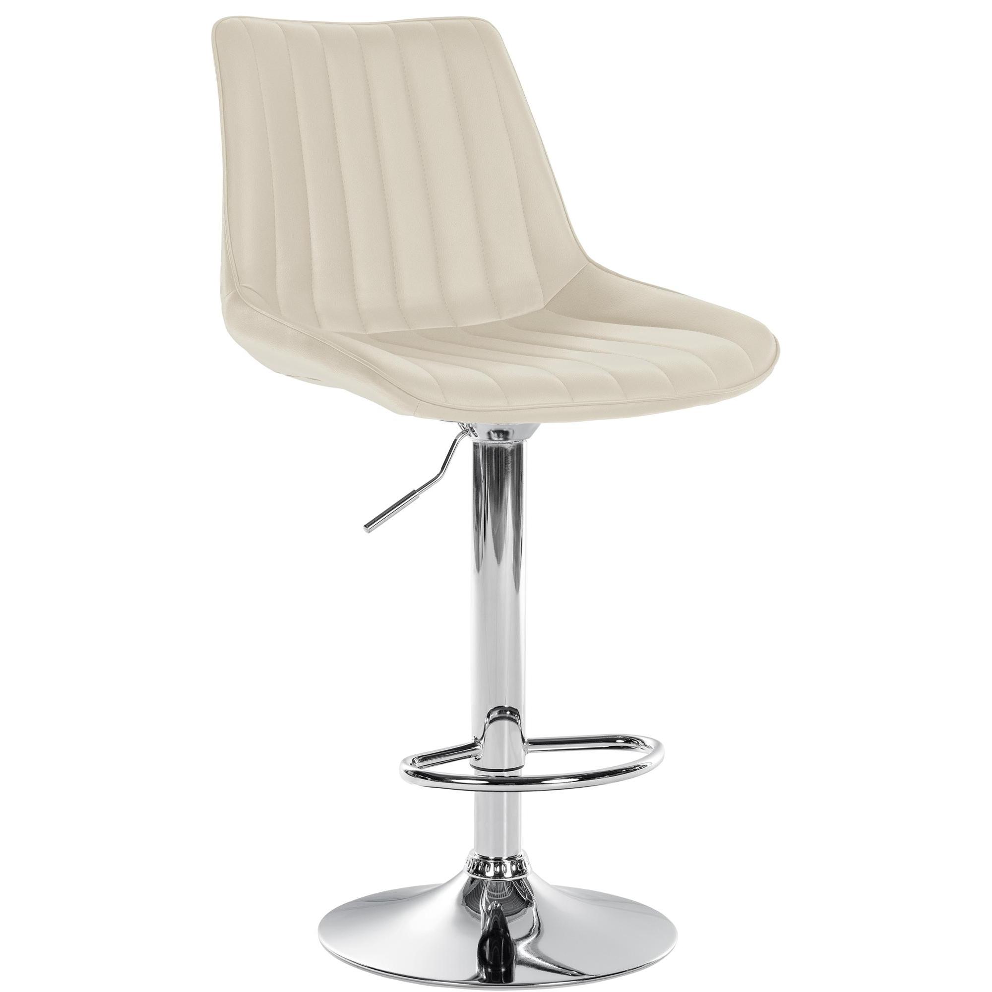 Taburete de bar Toni en piel sinttica Crema,Cromado