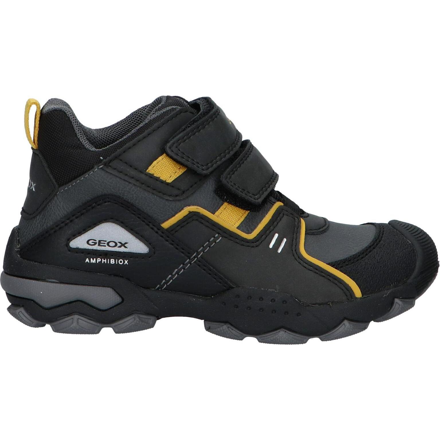 Geox J169WA 0MEFU J Buller Boy B ABX C9241 Black-Dk Yellow boy boots with padded insole, non-slip flexible sole, and imitation leather, perfect for Autumn/Winter outdoor activities.