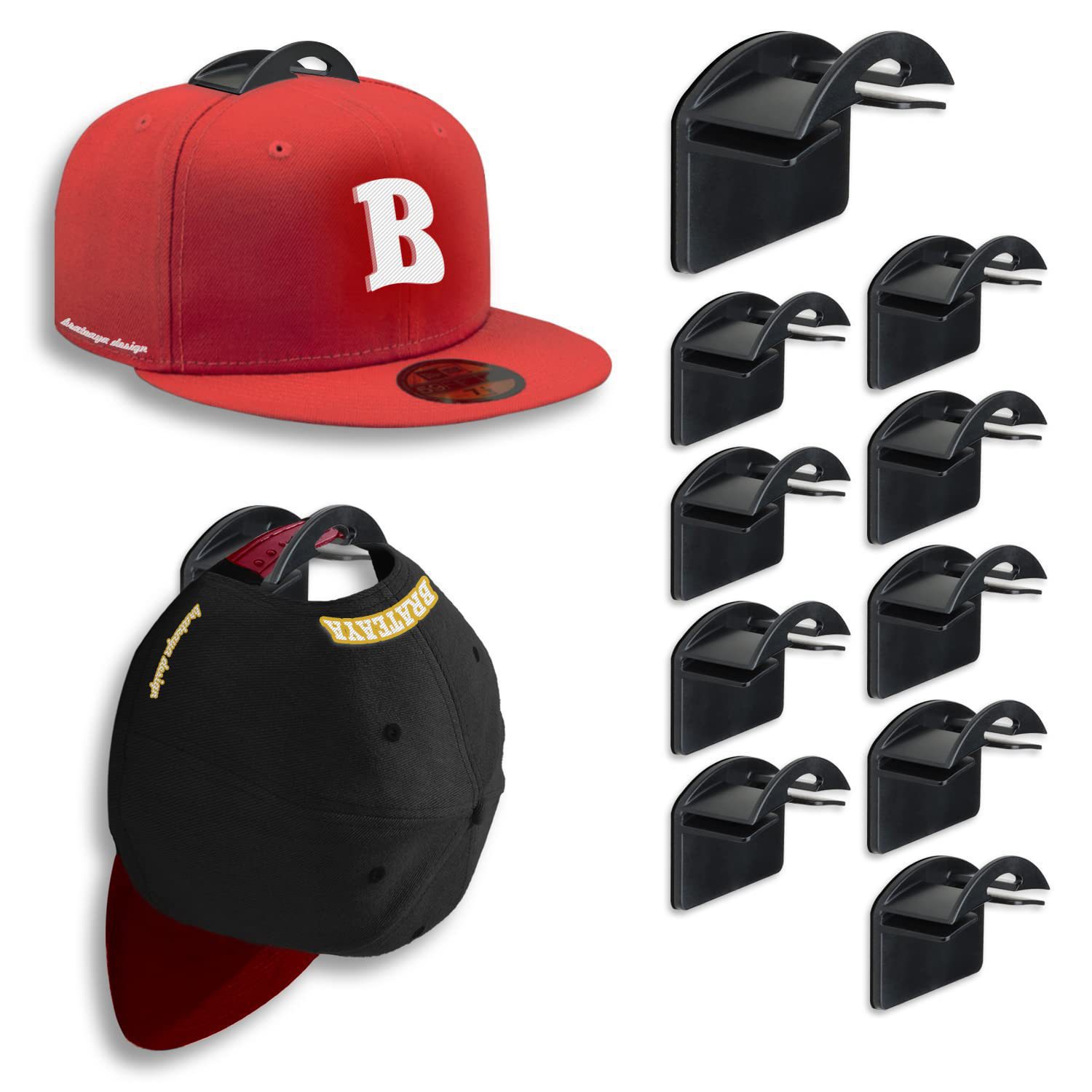 CA Nuevo gancho adhesivo para gorra de béisbol, gancho sin costuras, almacenamiento sencillo, ganchos para gorras