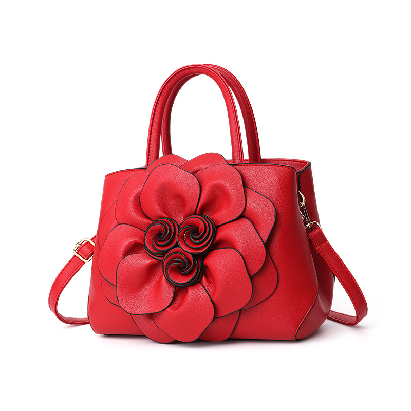 Bolso de mano con asa superior para mujer, bolso floral 3D, de piel sintética, bolso de hombro cruzado