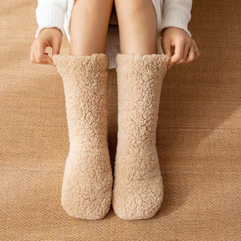 TK Calcetines De Cashmere Térmicos Para Mujer Invierno Gruesos Calcetines De Veludo Para Casa Y Dormir Cubierta De Pierna Como Pantuflas