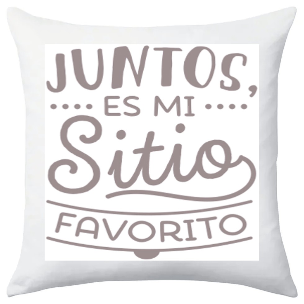 TEOVEL COJÍN + RELLENO CON FRASE: “JUNTOS ES MI SITIO FAVORITO” ESPECIAL SAN VALENTÍN. MENSAJE DE AMOR. 40 x 40 CM