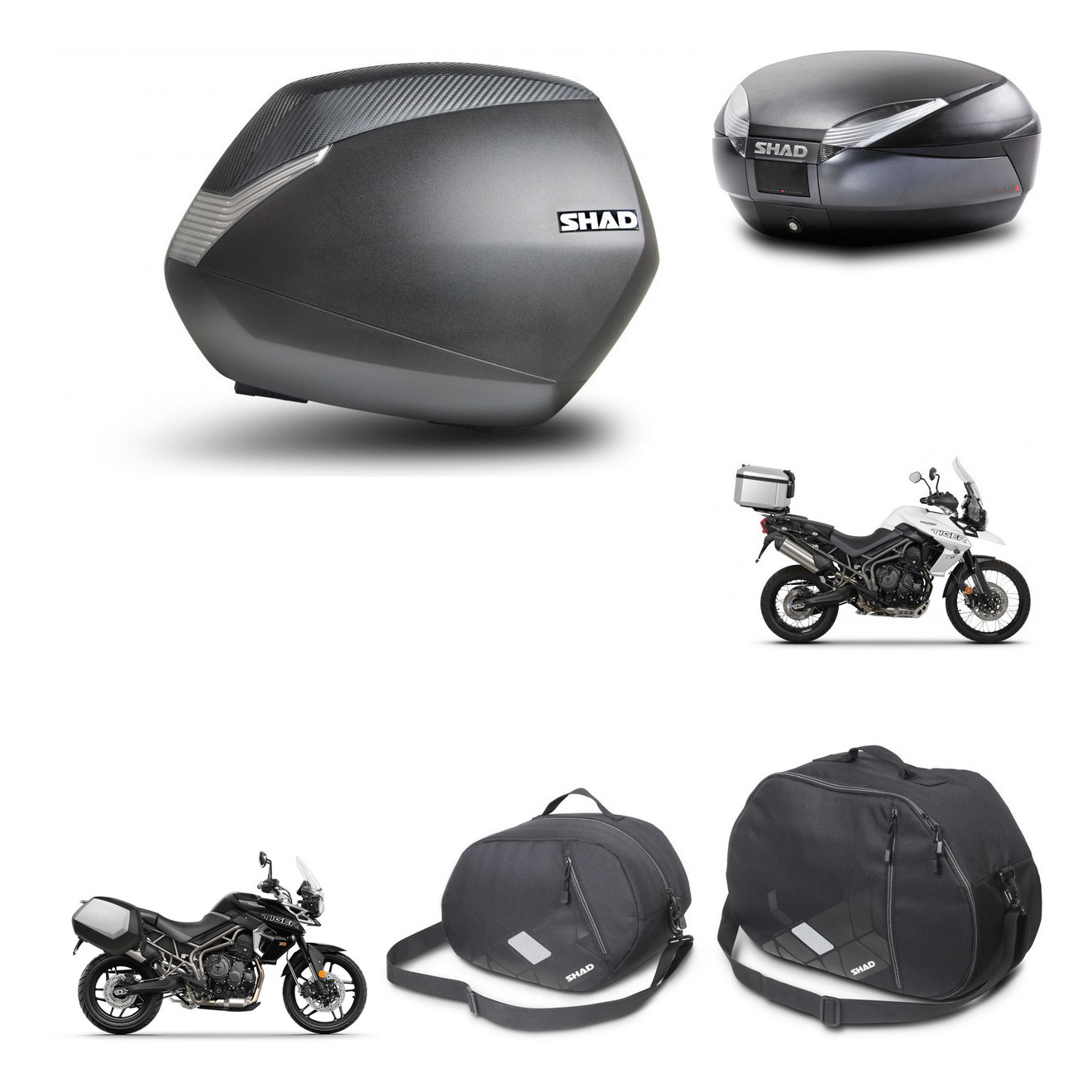 Baul Trasero + Maletas Laterales + Herraje Montaje + Accesorios + Herraje 3P Sh36 Sh 36 Sh48 Dark Grey Premium KIT-271665