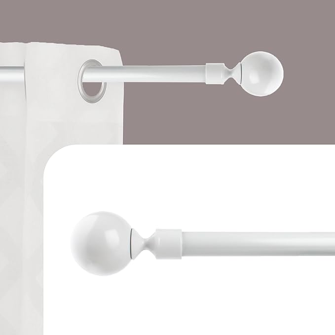 OsoNube - Barra Cortina Blanca Extensible 19mm - Barra Cortinas fina para Salón Dormitorio - Palos Cortinas Delgado Con Extremos Redondeados