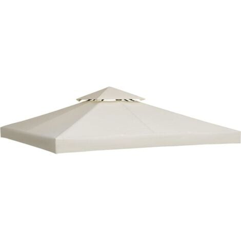 Cubierta de repuesto para toldo de cenador de doble parte superior - Poliéster impermeable 300D (blanco roto)