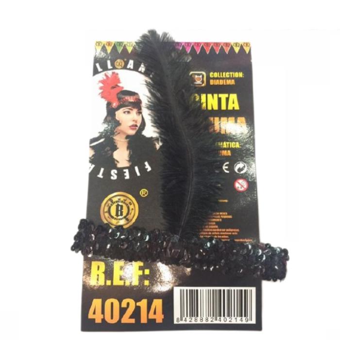 Diadema Charleston Mujer Años 20 – Cinta de Lentejuelas con Pluma para Disfraz de Cabaret, Gatsby o Fiesta Vintage