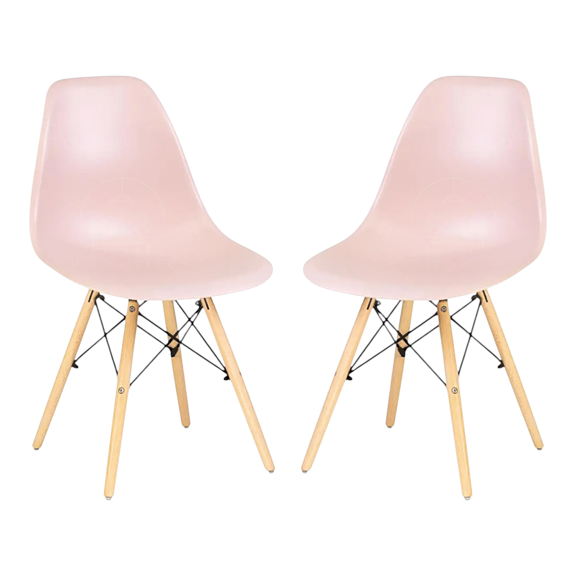 Pack de 2 Sillas Minimal DECO de Comedor Estilo Nórdico con Patas de Madera, Varios Colores