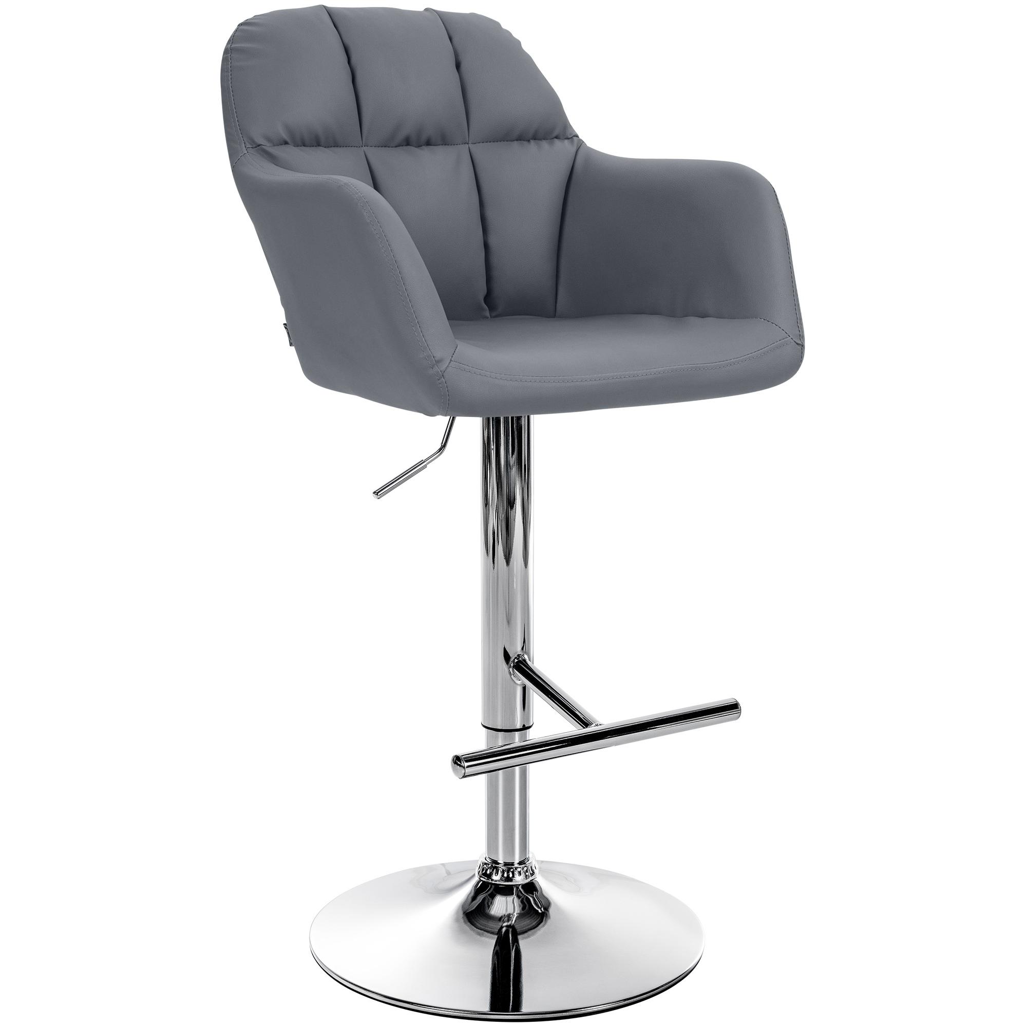 Taburete de bar Natoma en polipiel Gris,Metal cromado