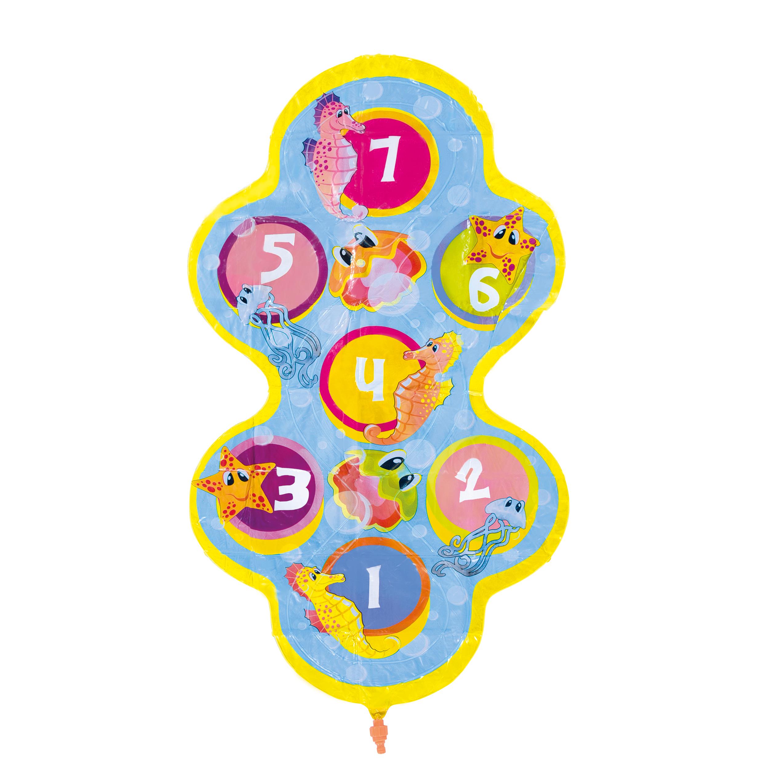 Colchoneta juegos de agua infantil y familiar Jocca, divertida alfombra acuática de PVC 127x68 cm, ideal para jardín, se conecta a manguera, presión regulable, perfecta para niños y adultos, refrescante y segura, grosor 0,2 mm, fácil de instalar.