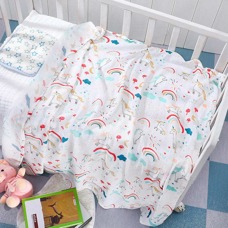 TK Manta De Muselina Para Bebé Recién Nacido 110*120cm Doble Capa Algodón Suave Abrazadera De Baño Para Cuna Y Carrito De Bebé