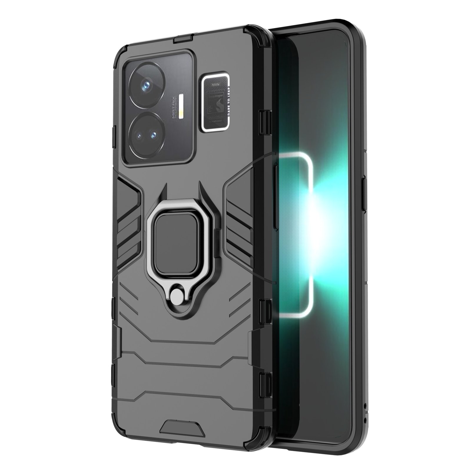 Max Power Digital Funda para móvil Realme GT Neo 5 Carcasa Magnética con Anillo Imán Antigolpes Resistente Rígida Dura con Soporte [Tecnología de Absorción de Golpes] Perfecta Para Coche y Ver Multimedia Manos Libres
