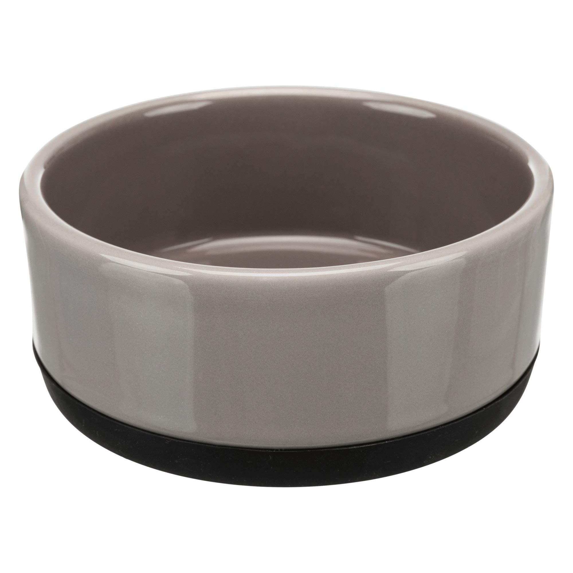 TRIXIE Bowl, ceramic/rubber, 0.4 l/ø 12 cm, grey