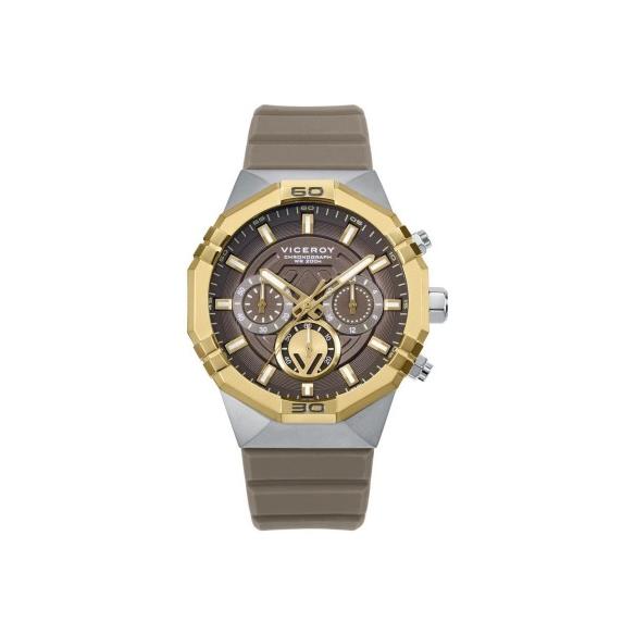 45017-15 - Reloj Viceroy Neo Cronógrafo Hombre 45017-15 – Acero Dorado y Silicona Marrón Diseño deportivo con cronógrafo, caja de acero dorado y correa de silicona marrón. Resistente al agua hasta 200 m.🔹 C
