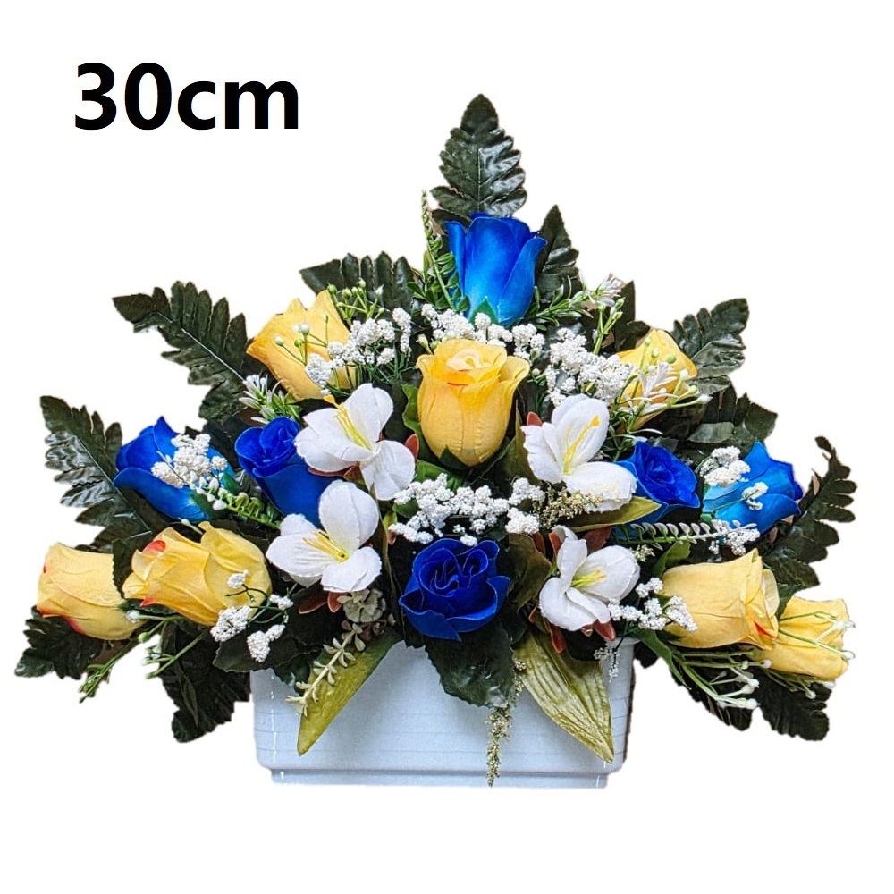 Flores artificiales para cementerio,Centro Flores para santos duraderas de tela con maceta,Gerimport,Envios desde España