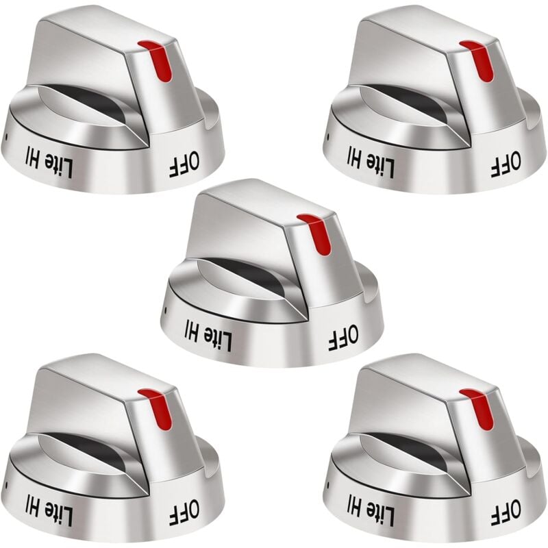 CA Perilla de control del quemador superior del horno DG64-00473A compatible con las perillas de gas Samsung NX58F5700WS, NX58H5600SS, NX58H5650WS, NX58J7750SS y NX58M6850SS (5 unidades)