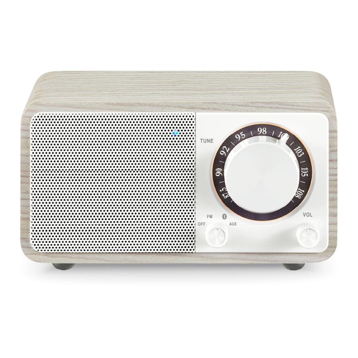 Sangean - Radio portátil WR-7 Plus con carcasa de madera, FM, Bluetooth 5.1 y entrada auxiliar, hasta 40 horas de batería recargable