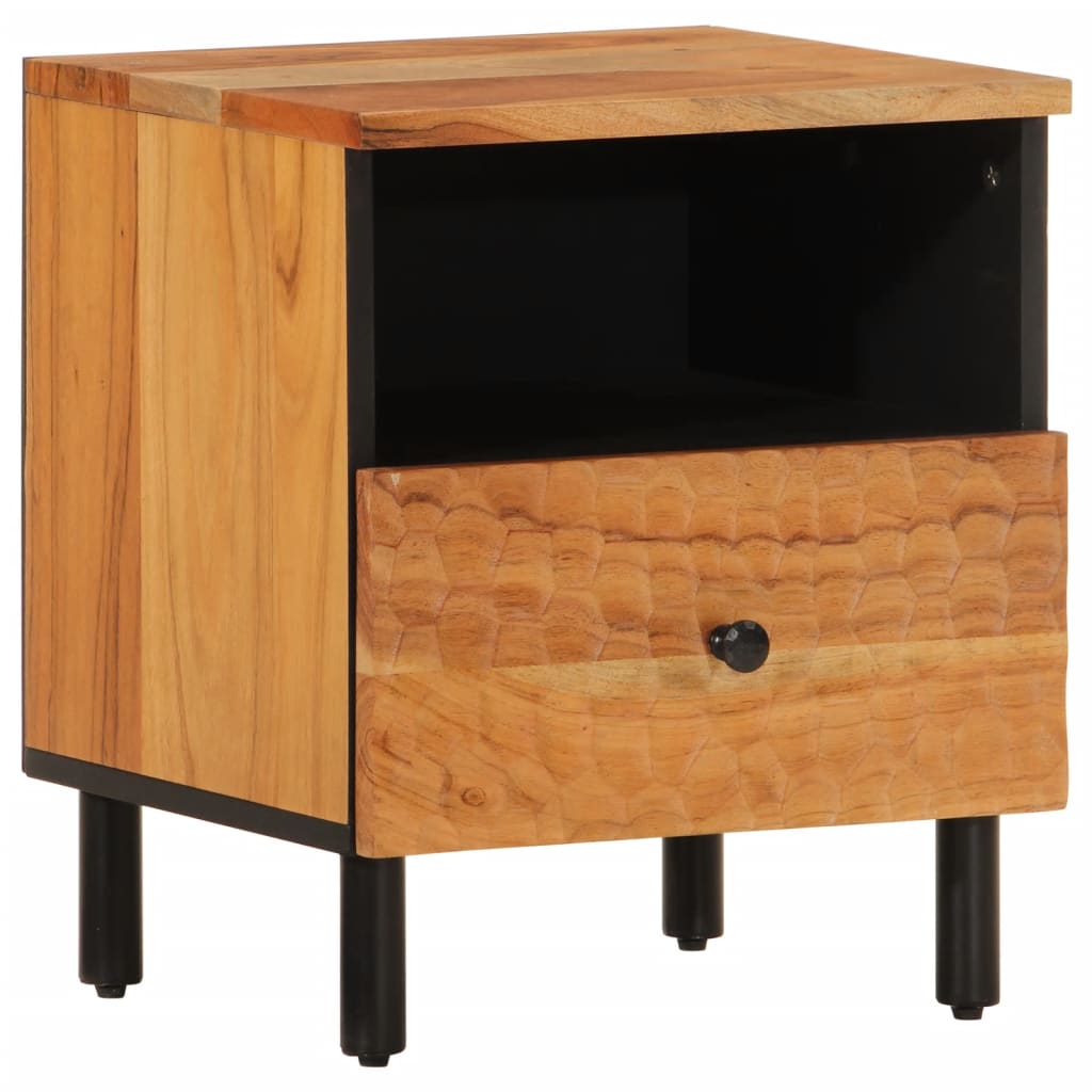 Vidaxl Mesita de Noche de Madera Maciza de Acacia 40x33x46 Cm