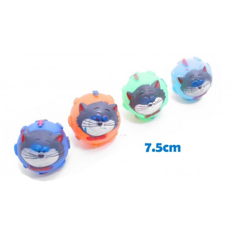 Pelota con Dibujo de Gato 7.5 cm - Azul
