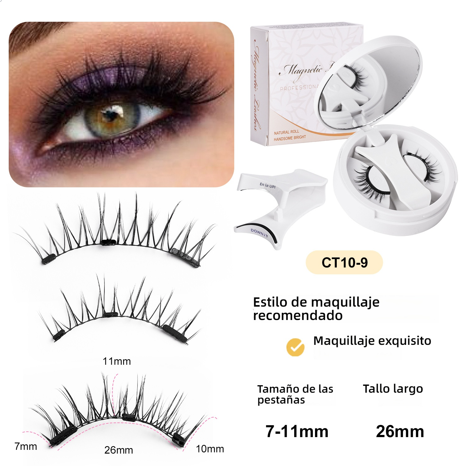 Pestañas Postizas Magnéticas Portátiles - Kit Todo en Uno, Naturales Sin Pegamento y Reutilizables