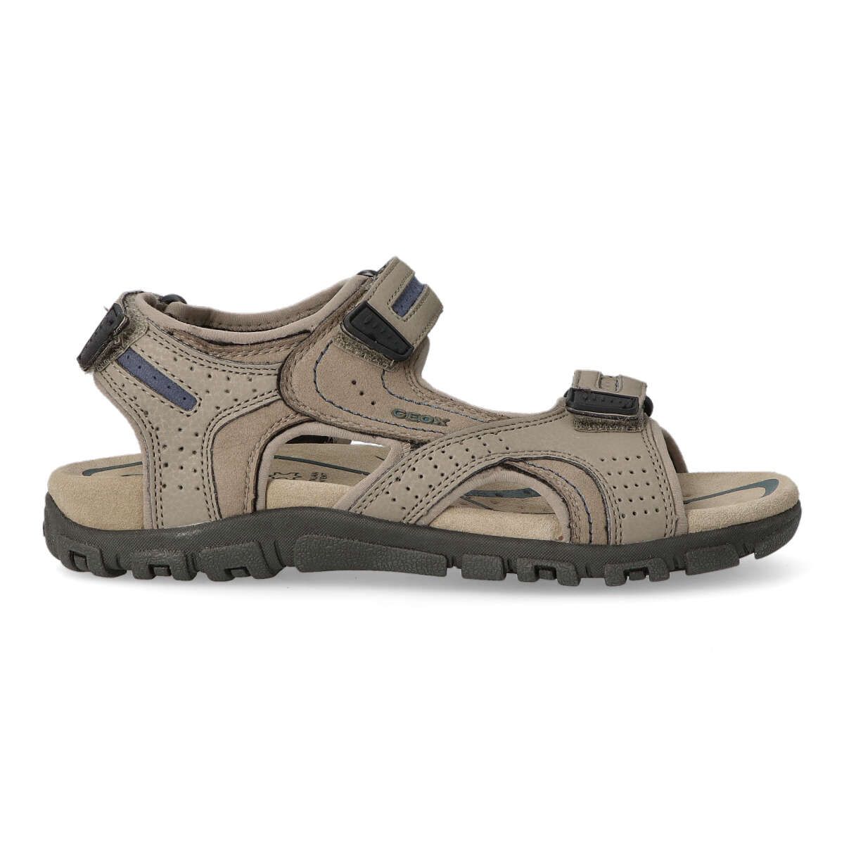 Geox - Sandalias californianas Strada para hombre de piel sintética transpirable con suela de goma y cierre de velcro ajustable