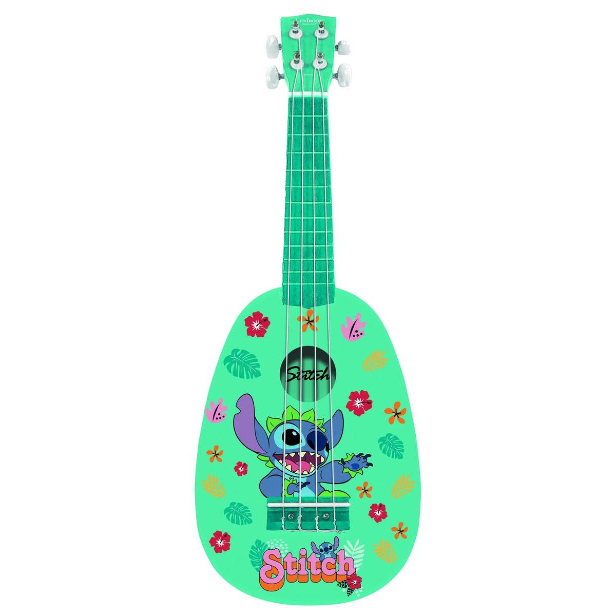 LEXIBOOK - Ukulele de madera Stitch de puntada con cordones de nylon - 21 ''