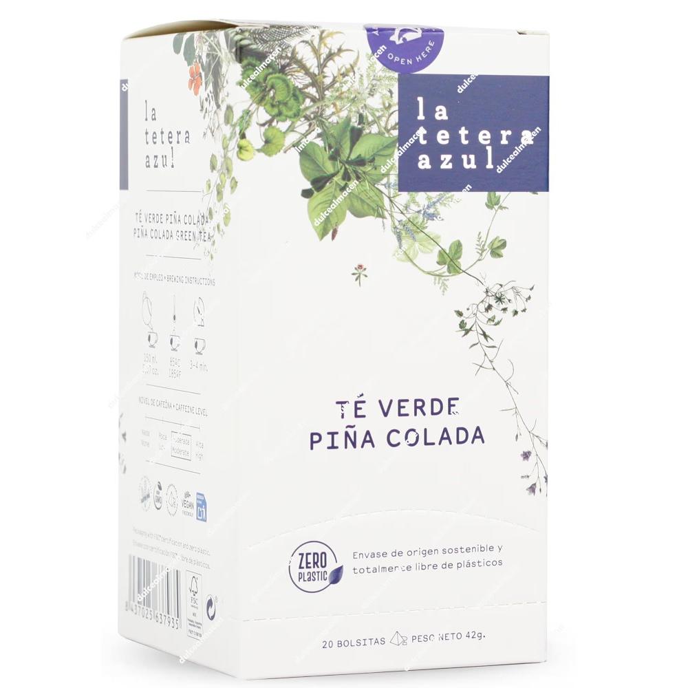 La Tetera Azul Té Verde Piña Colada 20 Bolsitas | Infusión de Autor Exótica y Refrescante con Coco y Piña