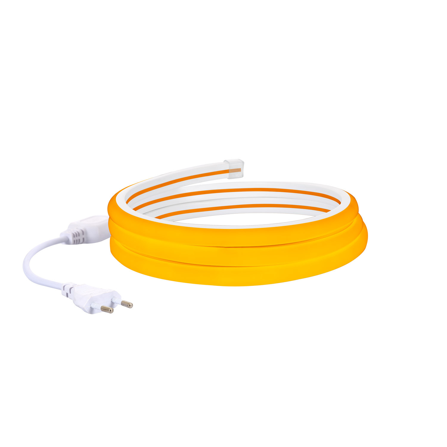 Ledkia Tira Neón LED 7.5 W/m Regulable 220V AC 120 LED/m Semicircular 180º Amarillo IP67 a Medida Corte cada 100 cm
