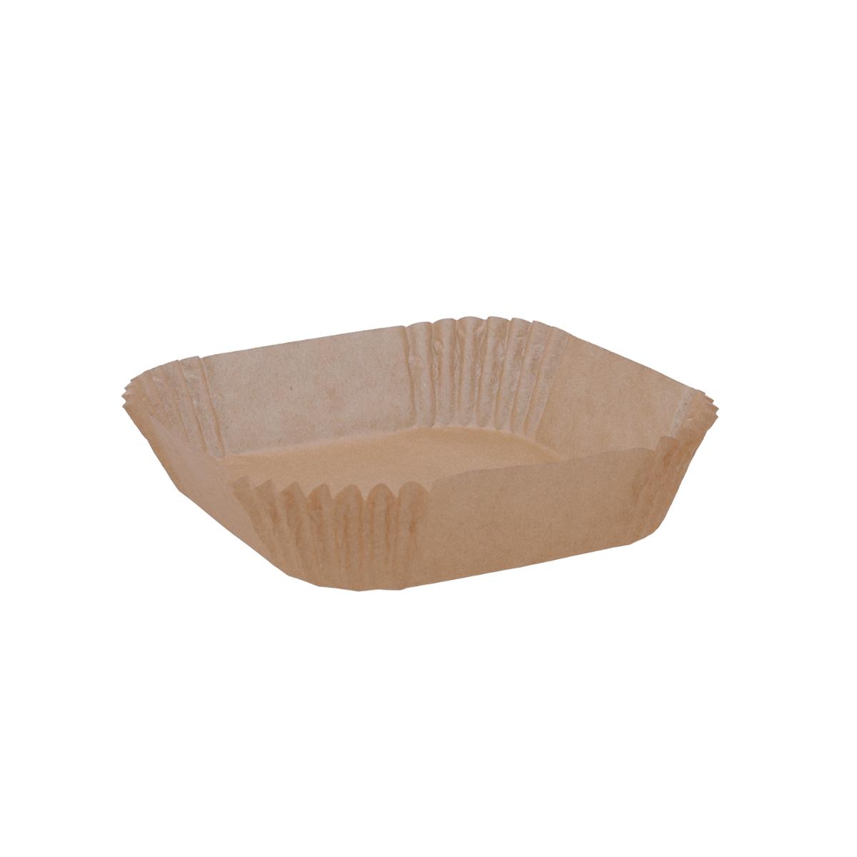 Cestas de papel para freidora de aire (50 uds) cuadradas de la Colección Naturalia de Quid – Disponible en 16×4,5 / 20×4,5 / 23×4,5 cm – Apto horno (hasta 220 °C)