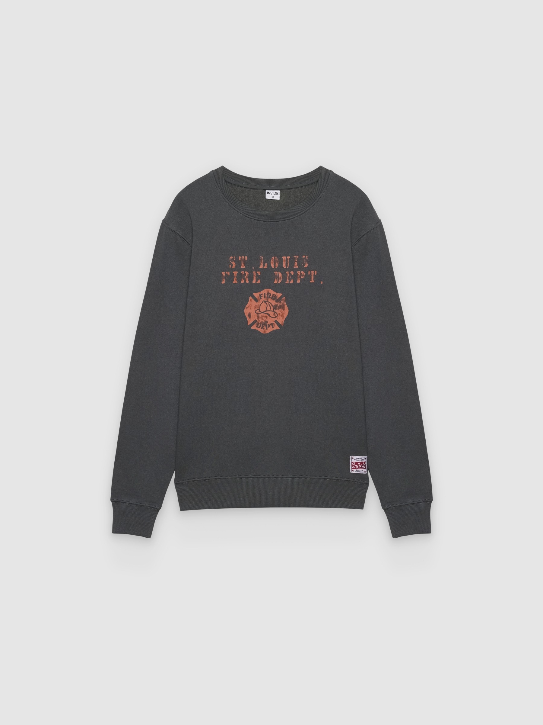 Sudadera oversized con estampado frontal y diseño sin capucha INSIDE