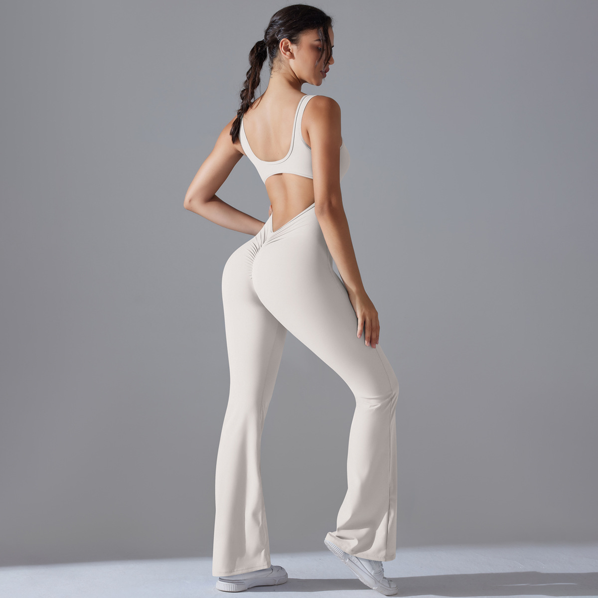 TK 2025 Nueva Belleza espalda de una Pieza melalgodón Elevación Deporte entrenamiento ropa Pantones acampanados mono de Yoga