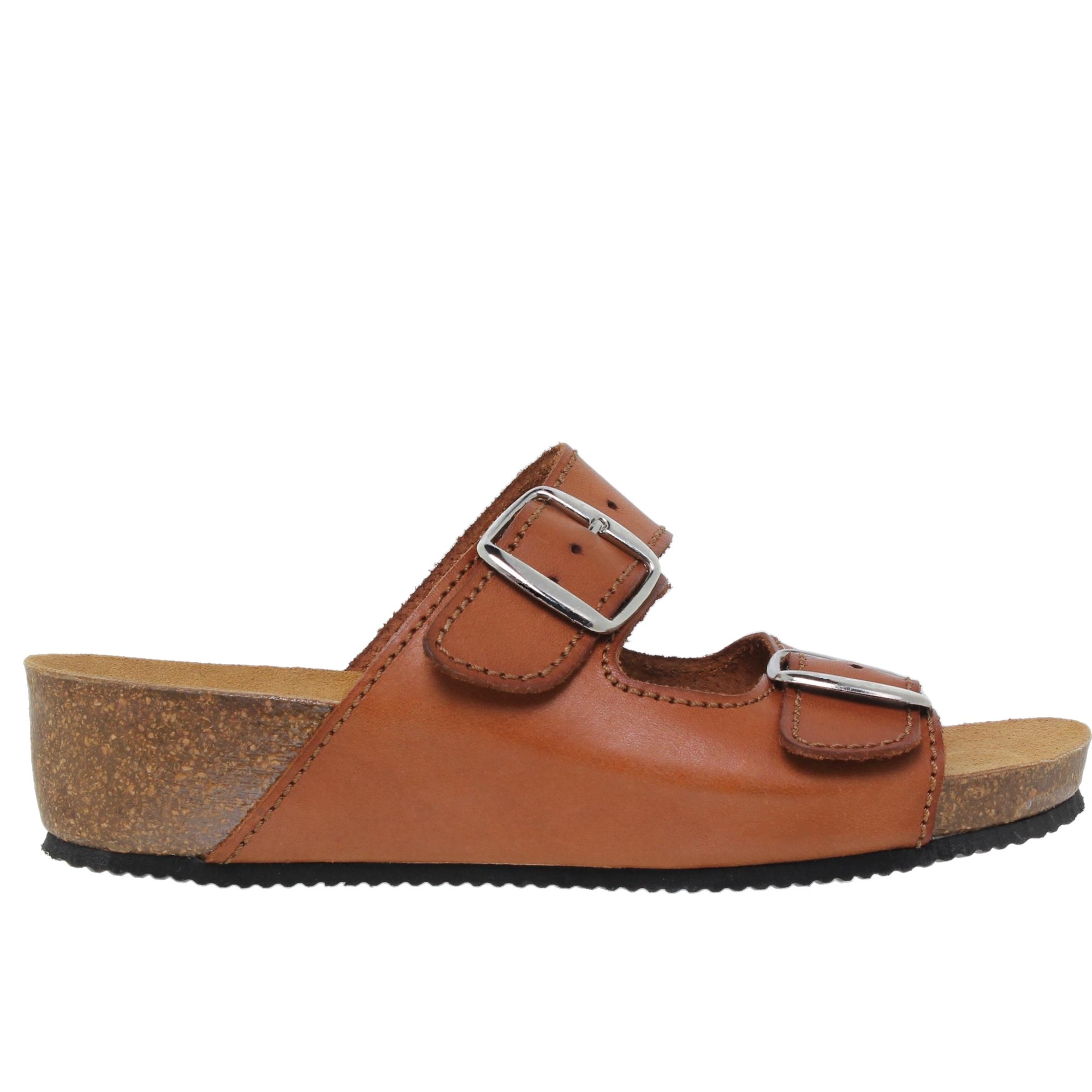 Sandalia cuña bio mujer piel cuero - Blusandal 701BLU